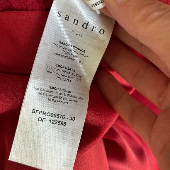Sandro Leana Faux-Wrap Mini Dress Red 36 - Picture 9 of 12